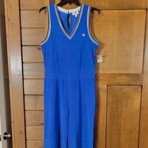 Juicy Couture Royal Blue Terry Cloth Cropped Capri Wideleg Jumpsuit  Medium